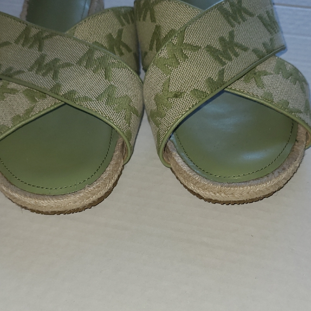 Michael Kors Logo Olive Green Women's Sandals - Picture 7 of 9